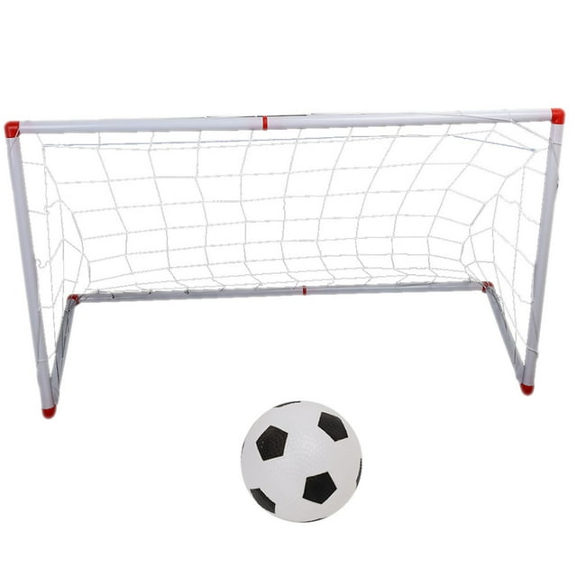 Portable Mini Plastic Soccer Goal Net Set with Ball Pump, Lightweight and Durable for Children Practice