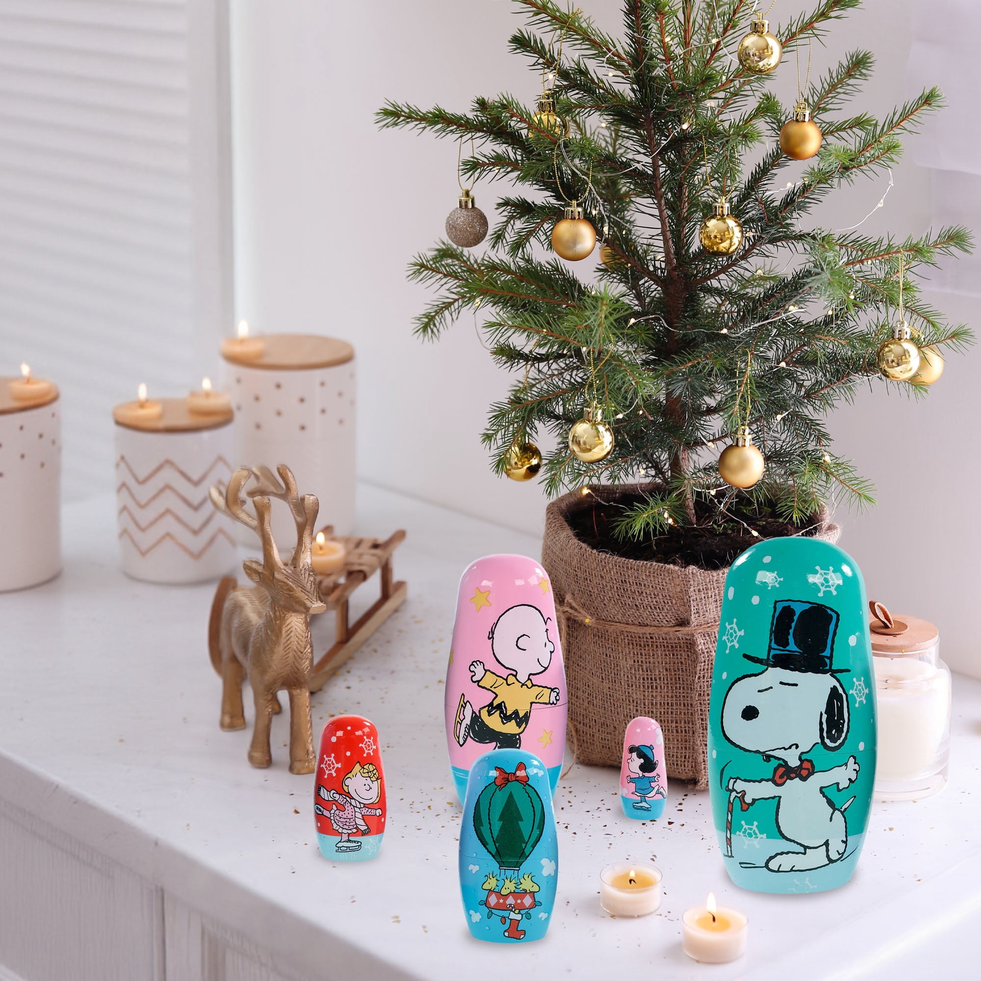 Peanuts 5‑Piece Collectible Nesting Doll Set, Multicolor, 5.5‑inch, Peanuts Characters