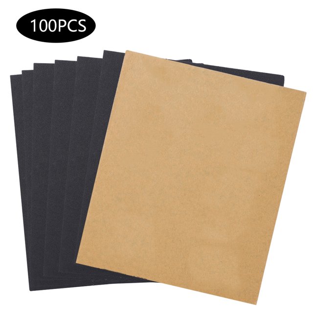 100 hojas de lija, accesorio de hardware, resistente al agua, marrón, grano P280, para uso dual en húmedo y seco.