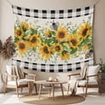 thumbnail image 2 of Sunflower Tapestry for Bedroom Wall Hanging Tapestry, Summer Botanical Bee Rustic Black Plaid Ceiling Backdrop Tapestries Poster Blanket Wall Decor for Teens Room Living Room Dorm 51" x 59", 2 of 8