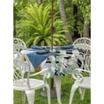 thumbnail image 3 of Outdoor Tablecloth with Umbrella Hole for Patio/Picnic/Party/Camping, Spring Floral Waterproof Table Cloth Round Cover Washable, Daisy Eucalyptus Leaves Black White Plaid (Dia 54"), 3 of 8