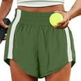 thumbnail image 2 of Olyvenn Trendy Sweat Shorts Women Elastic Waist Contrast Binding Athletic Workout Tennis Shorts Sporty Booty Shorts Green XL, 2 of 8
