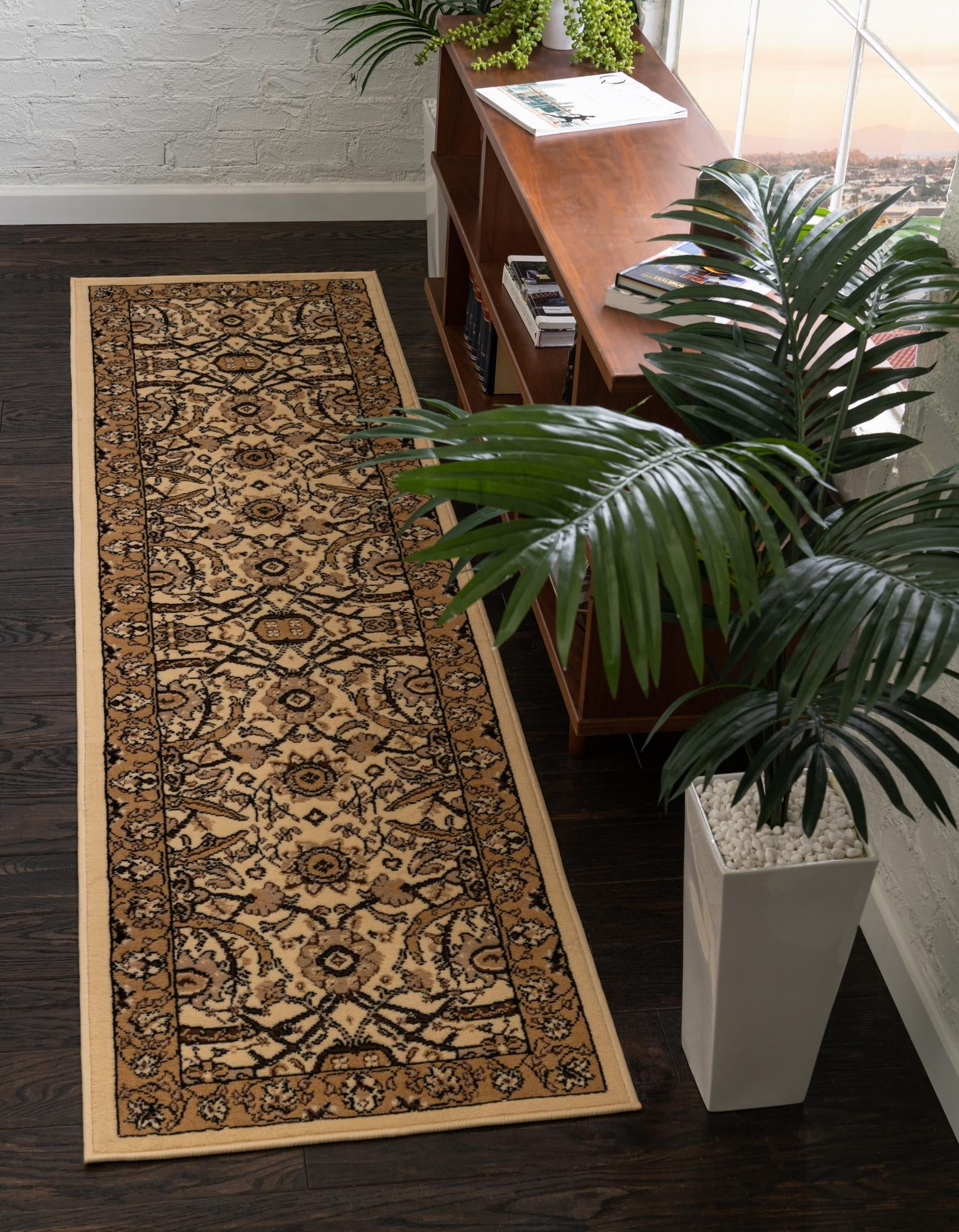 Neda Collection Rug 10 Ft Runner Ivory Low Rug Perfect For