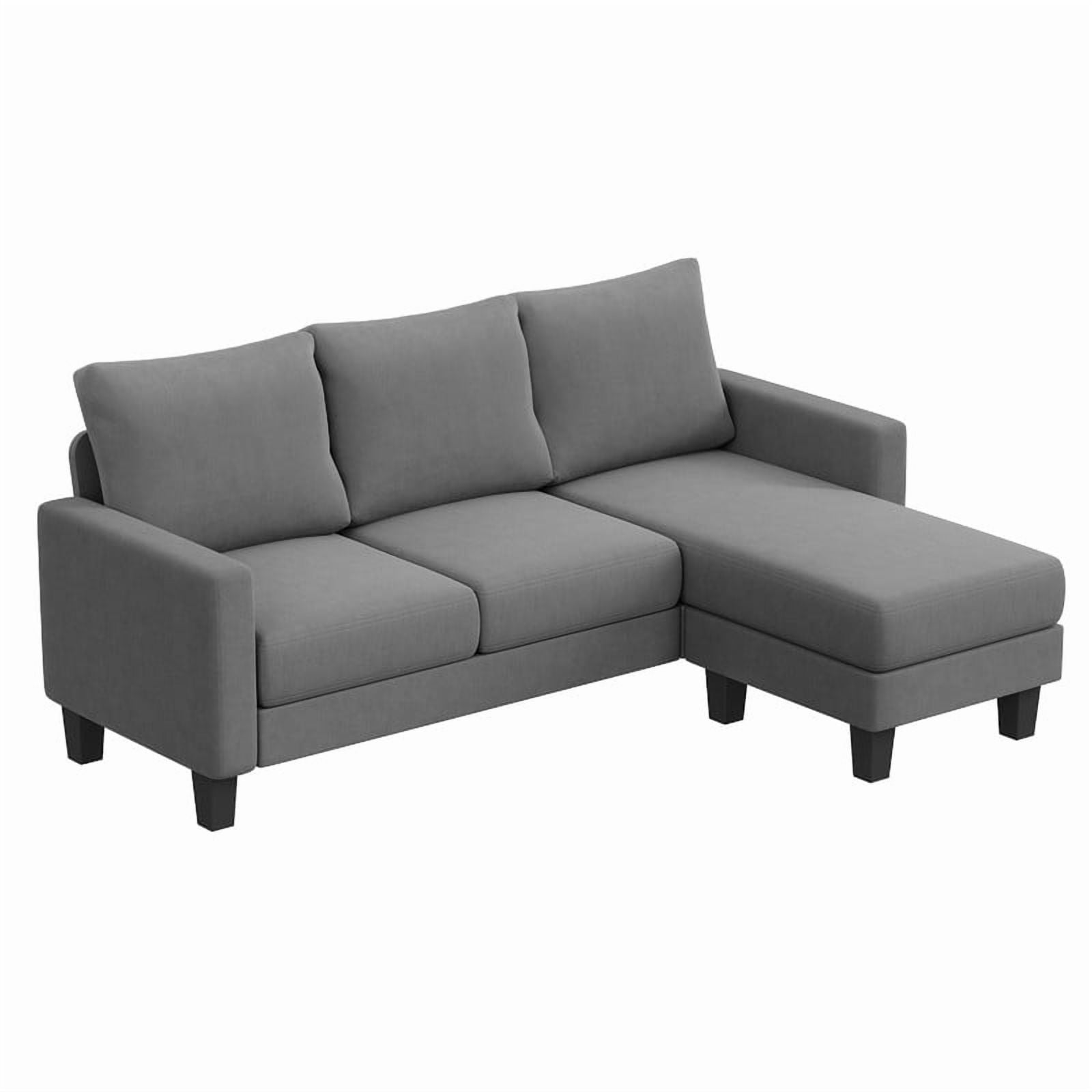 Furmax 70" Convertible Sectional Sofa Couch 3-Seat L-Shaped Small Sofa Couch with Reversible Chaise for Small Living Room, Apartment and Small Space, Linen Gray