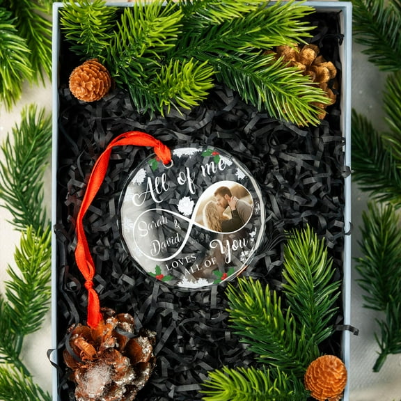 Personalized Infinity Love Photo Christmas Ornament 2025 Couple Picture Keepsake, All of Me Loves All of You Romantic Holiday Tree Decor