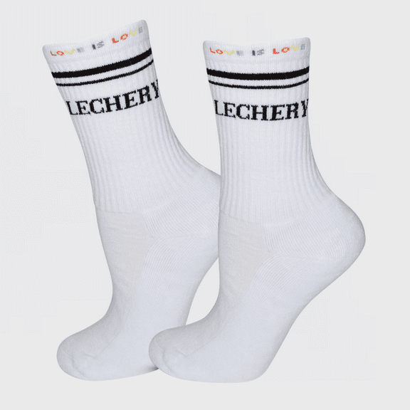 LECHERY® Unisex Pride Half-crew Socks (1 Pair) - One Size, White/Black