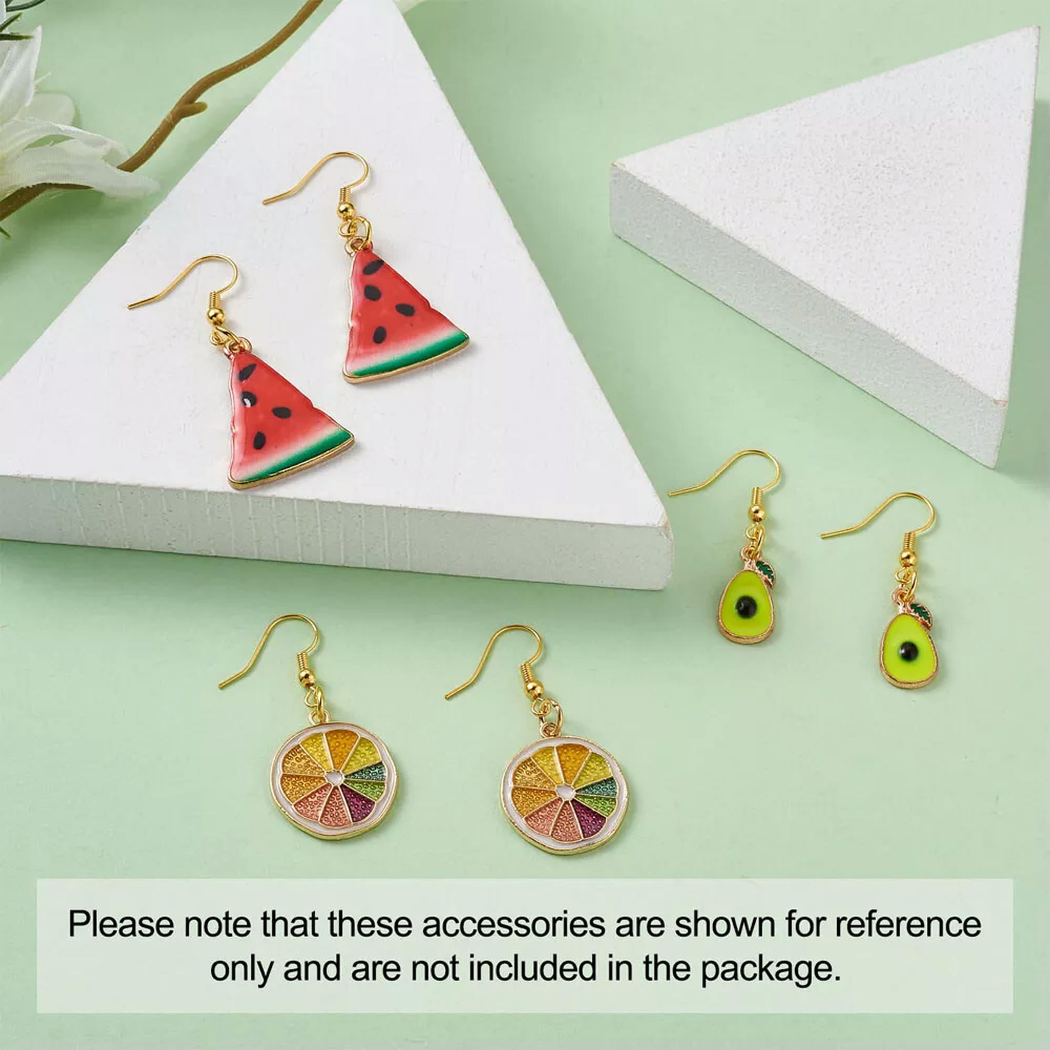 EOEMY 1 Set Diy Fruit Dangle Earrings Making With Pendants &Earring Hooks &Jump Rings