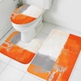 thumbnail image 3 of Burnt Orange Grey Bath Mat 3 Piece Bathroom Rug Set, Abstract Modern Geometric Oil Painted Non Slip Bath Rug Contour Mat and Toilet Lid Cover, Absorbent Shower Mats Soft Bath Rugs and Mats Sets, 3 of 8