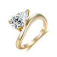 thumbnail image 2 of 3 Carat Moissanite Rings for Women  D Color 925 Sterling Silver Golden/White VVS1 Pear Cut Moissanite Rings  lab Created Diamond Engagement Ring Promise Ring with CertificateL, 2 of 6