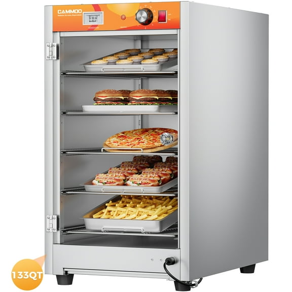 CAMMOO 133Qt 5-Tier 900W Electric Commercial Food Warmer for Parties Buffet, Adjustable Shelves,Single Door