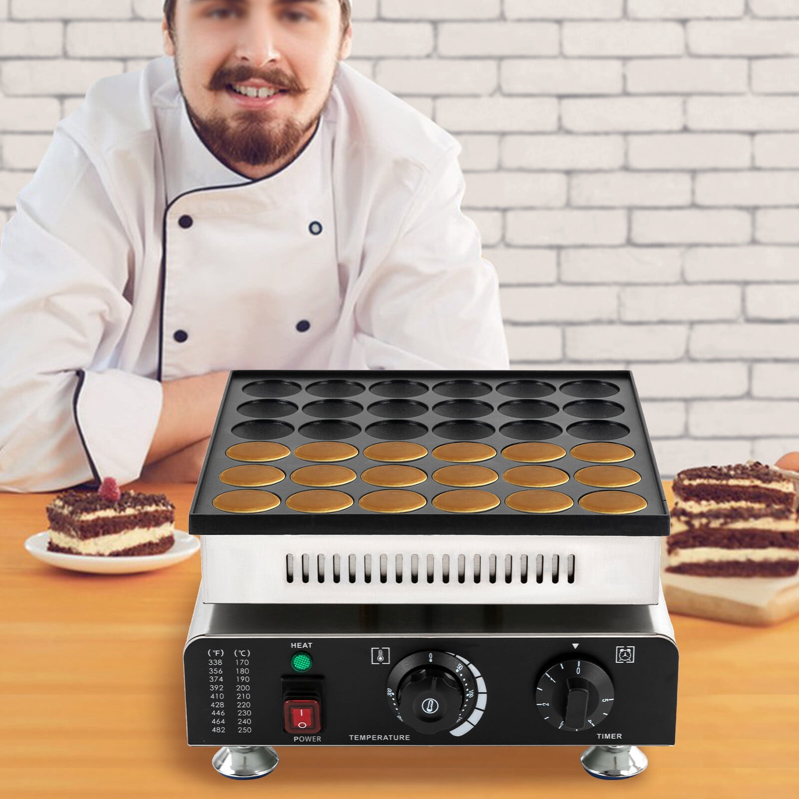 Waffle Maker, 36-Circle Commercial Waffle Maker, Round Louvered Waffle Machine, Large Capacity for Home, Party