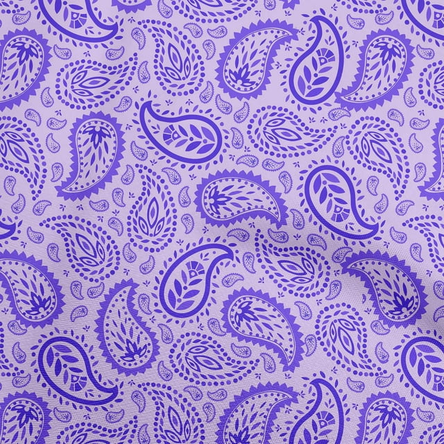 oneOone Viscose Chiffon Violet Fabric Asian Paisley Sewing Material Print Fabric By The Yard 42 Inch Wide