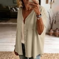 thumbnail image 5 of Stamzod Cardigan for Women Casual Cotton Linen Button Up Shirt Jacket Plus Size 3/4 Length Sleeve Womens Tops Khaki XXXL, 5 of 7