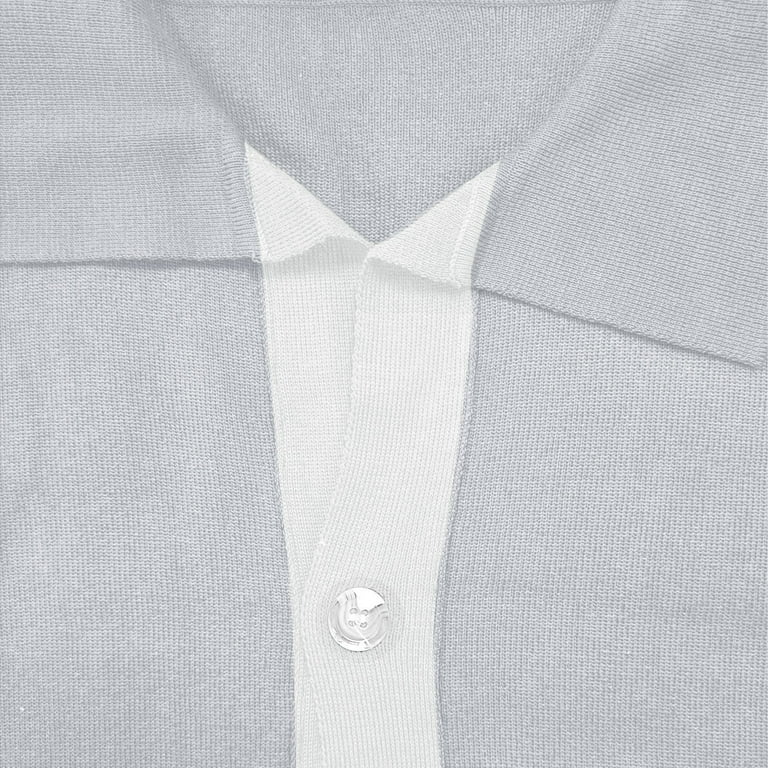 white mens fashion casual knit yarn lapel button long sleeve