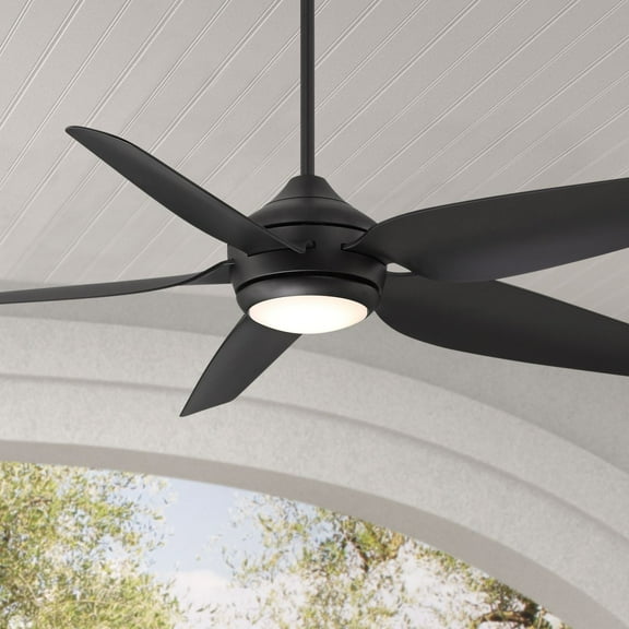 52" Casa Vieja Modern Industrial Indoor Outdoor Ceiling Fan with LED Light Remote Control Matte Black Damp Rated for Patio Exterior House Porch Gazebo