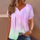 thumbnail image 1 of Puntoco top/Camisa Con Cuello En V De Manga Corta Y Talla Grande, Holgada Y Cómoda, Con Estampado Degradado Para Mujer, Color Rosa Xxxxxl, Regalo Para Mujer, 1 of 5