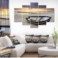 thumbnail image 1 of Boat on Beautiful Sunrise Seashore - Large Beach Canvas Wall Art, 1 of 3
