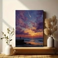 thumbnail image 6 of Yellow Sea Fantasy Canvas Art, Moon Comet Starry Sky Painting, Red Blue Cloud Interior Decor, 6 of 8