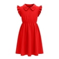 thumbnail image 4 of Cethrio Girls Casual Dresses, Flutter Sleeve School Vacation Mid-length Kids Summer Dresses Red Size 10, 4 of 4