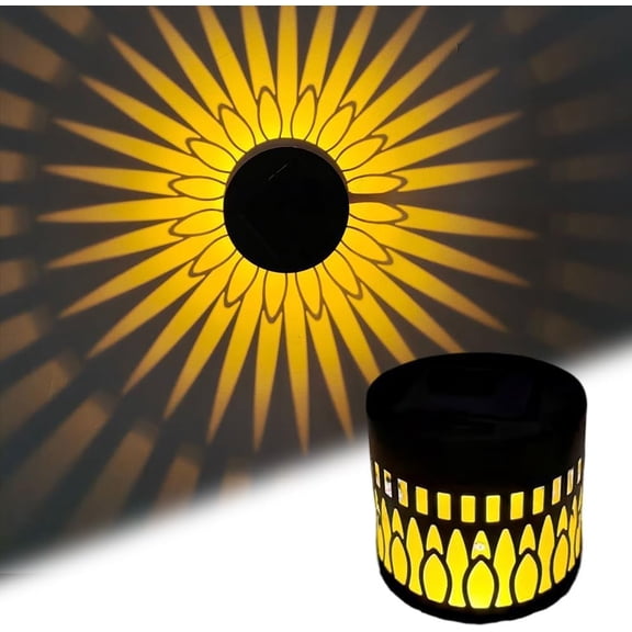 2026 Upgrade Decorative Solar Mandala Lights, Waterproof Metal Solar Powered Outdoor Deck Step Wall Lights, Mandala Theme LED Fence Light for Garden Post Patio Backyard Yard Decor(Sunflower02)