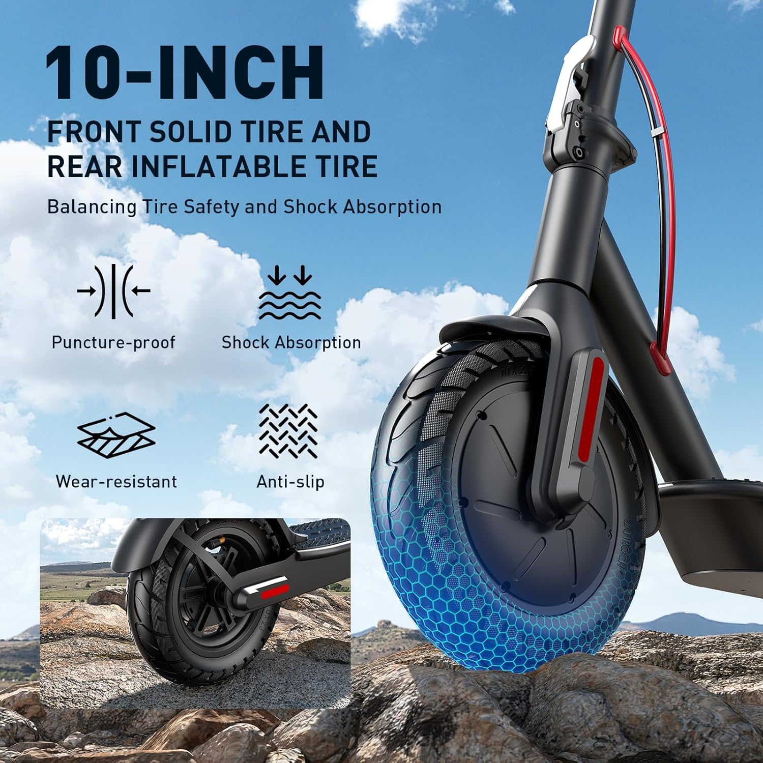CYBERGOING S2 SE Electric Scooter, 19 MPH, 17 Miles Range, 350W Motor Adults Commuting Scooters, 10" Tires Folding E-Scooter with Dual Braking System for Adults and Teens