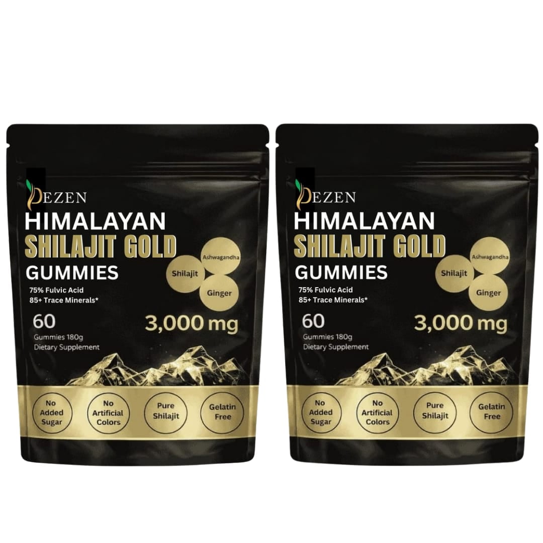 Shilajit Gummies with Ashwagandha, Ginger, Turmeric, Gokshura & Ginseng for Energy & Overall Health Support, 60 Count Each, Pack 2