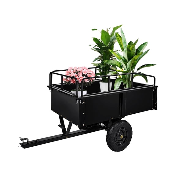 900LB Heavy Duty Utility Trailer 15 Cu.Ft ATV Pull Behind Lawn Tractor Dump Cart