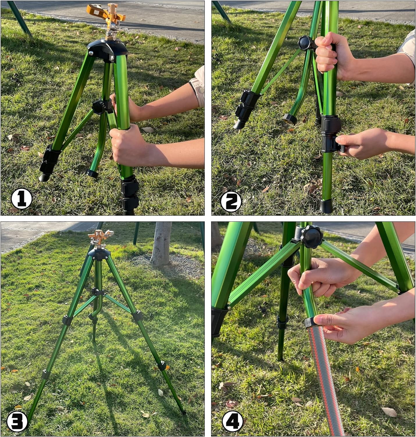 Impact Sprinkler on Tripod Base, Tripod Sprinkler with 300 Degree Coverage, Heavy Duty Water Sprinkler for Lawn/Yard/Garden, 2 Pack