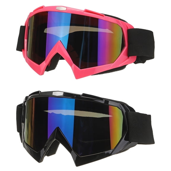 Uxcell OTG Ski Goggles, Over Glasses Snowboard Goggles Anti Fog Protection with Colored Lenses 2Pcs & Black/Pink - Fitting For(Youth/Adult Men/Women Ski/Cycle/Mountaineering)