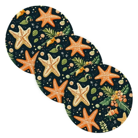 

3 Place Mat Pan Bowl Mat Teacup Mat 15x15x24 Inch Tray Mat Kitchen Pot Mat Hot Pot Mat Teapot Mat Table Protective Mat Pretty Cartoon Starfish