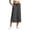 Gray, variant on High-Waist Wide Leg Cropped Pants for womens with Side Slits & Patch Pockets - Breathable Linen-Blend Look, Elastic Drawstring Waist for Beach, Yoga & Summer Lounging Navy M