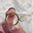 thumbnail image 6 of Jewelerix 2pc Oval Cut Moissanite Bridal Ring, 10K Vermeil Yellow Gold Ring Hidden Halo Engagement Ring with Pave Band, Ring Set for Women, 6 of 7