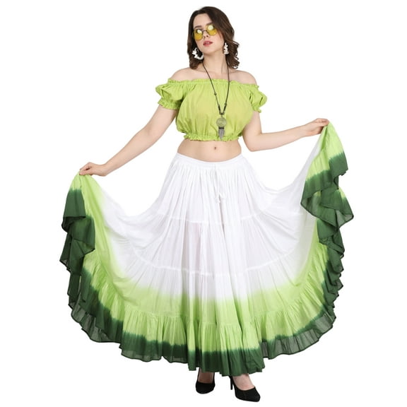 Wevez Women'sPlus Size 40 Inches Long Tribal Fusion 25 Yard Skirt (WHG)