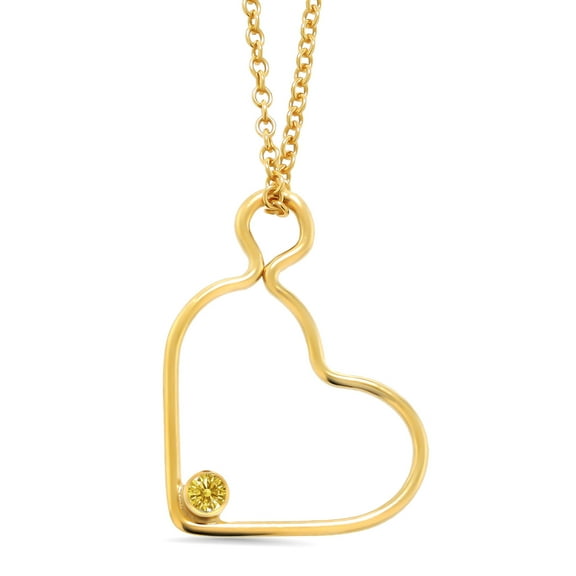 Gem Stone King 14K Gold Filled Heart Pendant Set with Golden Yellow Zirconia