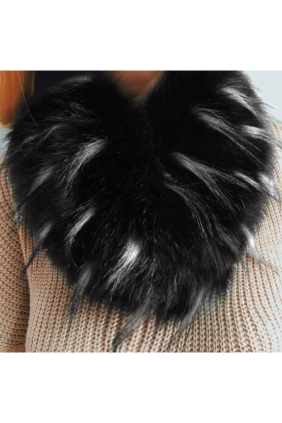 Women's Winter Faux Fur Scarf Collar, Warm Shawl Neck Wrap with Animal-Friendly Plush Material, Vintage 1920s Inspired Fashion Accessory for Cold Weather, Themed Parties and Holiday Events - Black