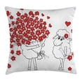 thumbnail image 1 of Valentine Throw Pillow Cushion Cover, Lover Goats Bunch of Heart Bouquet Valentines Honeymoon Wedding Caricature Graphic, Decorative Square Accent Pillow Case, 18 X 18 Inches, Red White, by Ambesonne, 1 of 2