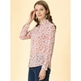 thumbnail image 4 of DARING DIVA Women's Long Sleeve Point Collar Ditsy Floral Shirt L White-Pink Floral, 4 of 6