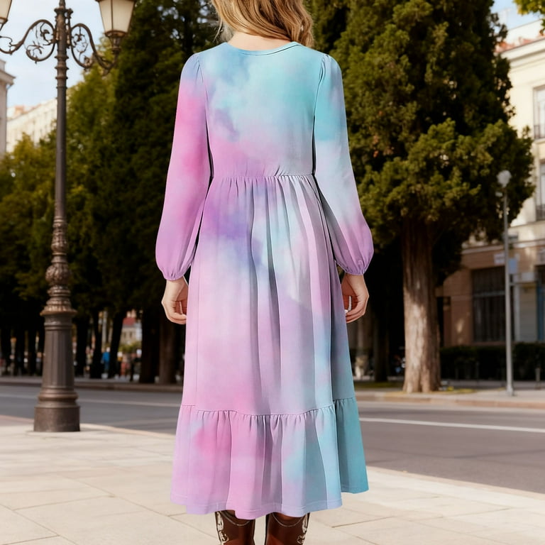 Cethrio Girls Casual Dresses, Tie Dye Long Sleeve Party Crew Neck Maxi Dresses with Pockets Blue Size 5T - Walmart.com Cethrio Girls Casual Dresses, Tie Dye Long Sleeve Party Crew Neck Maxi Dresses with Pockets Blue Size 5T - Walmart.com