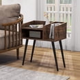 thumbnail image 2 of Gymax 2PCS Mid Century Modern End Table w/ Open Shelves Metal Support Legs Rustic Brown & Black, 2 of 10