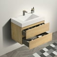 thumbnail image 3 of Modern Vanity for Bathroom | Minimalist Style, Space-Creating Wall-Mounted | Dark Oak Look, Solid Surface Sink | Quiet Drawer Functionality, 3 of 7