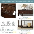 thumbnail image 4 of Retro Curved Wood Console Table, 52-Inch Half Moon Sofa Table with Open Shelf and 2 Drawers, Solid Wood Entry Table for Living Room, Hallway - Espresso, 4 of 9