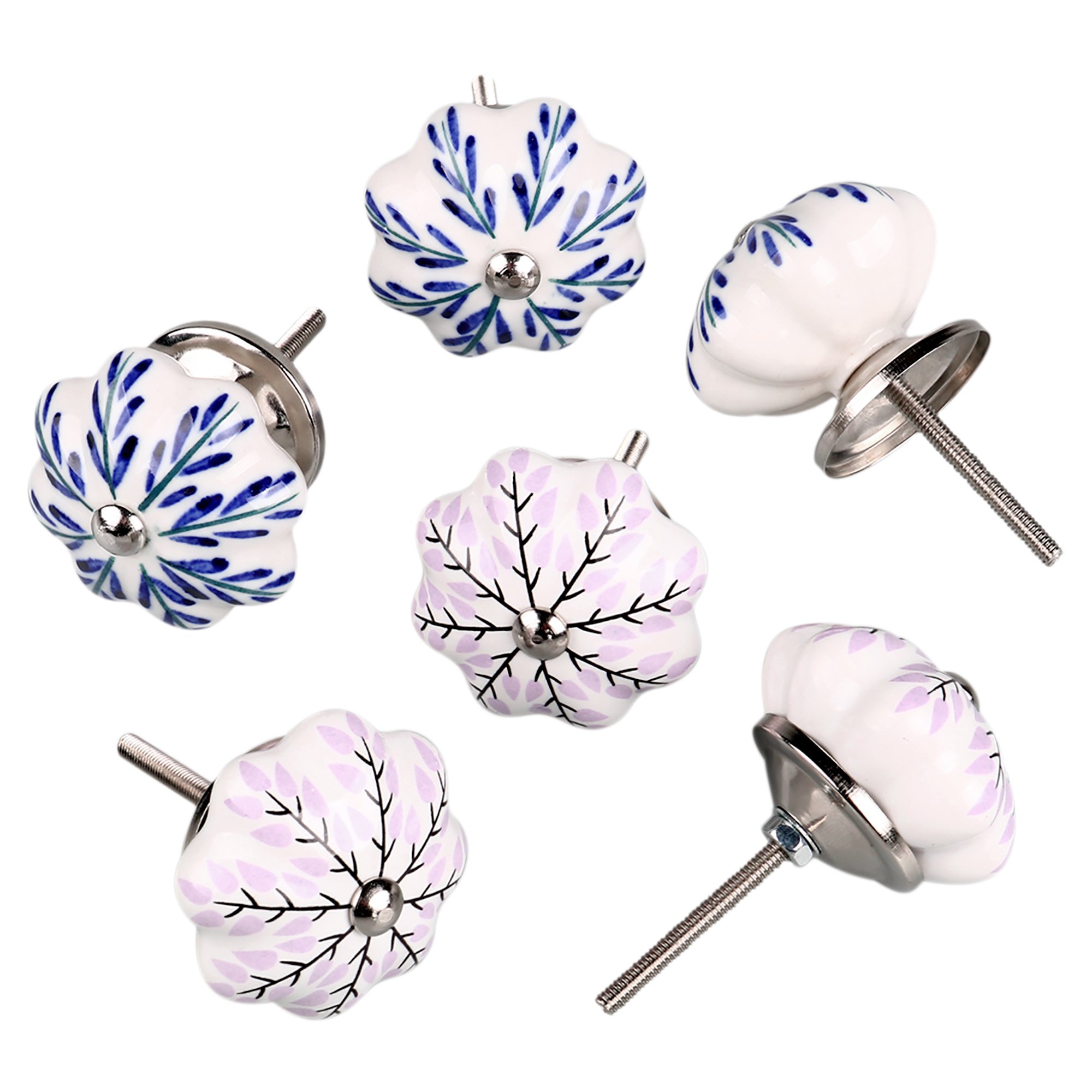 6 Pcs Ceramic Knobs Drawer Pulls Cupboard Handles Door