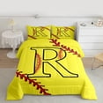 thumbnail image 2 of Homewish Cartoon Monogrammed R Full Size Comforter Sets, Yellow Red Baseball Bedding Comforter Set, Teens Kids Boys Girls Reversible Bedding Sets, Microfiber Bedroom Decor, 3 Pieces, 2 of 8