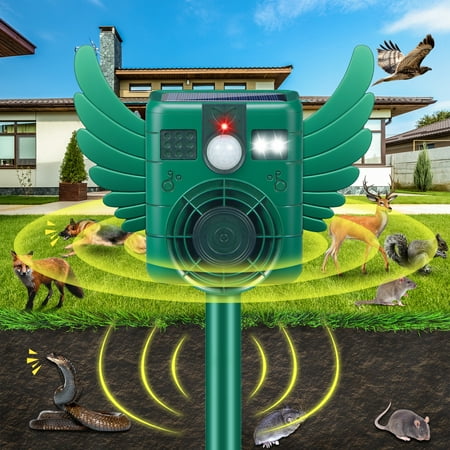 Paddsun Solar Ultrasonic Animal Traps,Squirrel Traps Raccoon Rodent Traps Ultrasonic Outdoor Pest Traps with Motion Activated and IP66 Waterproofing for Yard Lawn Attic Dog Skunk Bird Deterrent