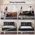 thumbnail image 6 of EnHomee Cloud Upholstered Bed Frame King Size Boucle Platform Bed Frame with Button Design Headboard & Round Corner & Extra Pillow,Black, 6 of 9