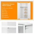 thumbnail image 6 of Steel Wardrobe Cabinet with 2 Doors, White Metal Locker Cabinet for Storage with Hanging Rod and 4 Shelves, Lockable Metal Closet Cabinet for Bedroom, Cloakroom and Home Office, 6 of 15
