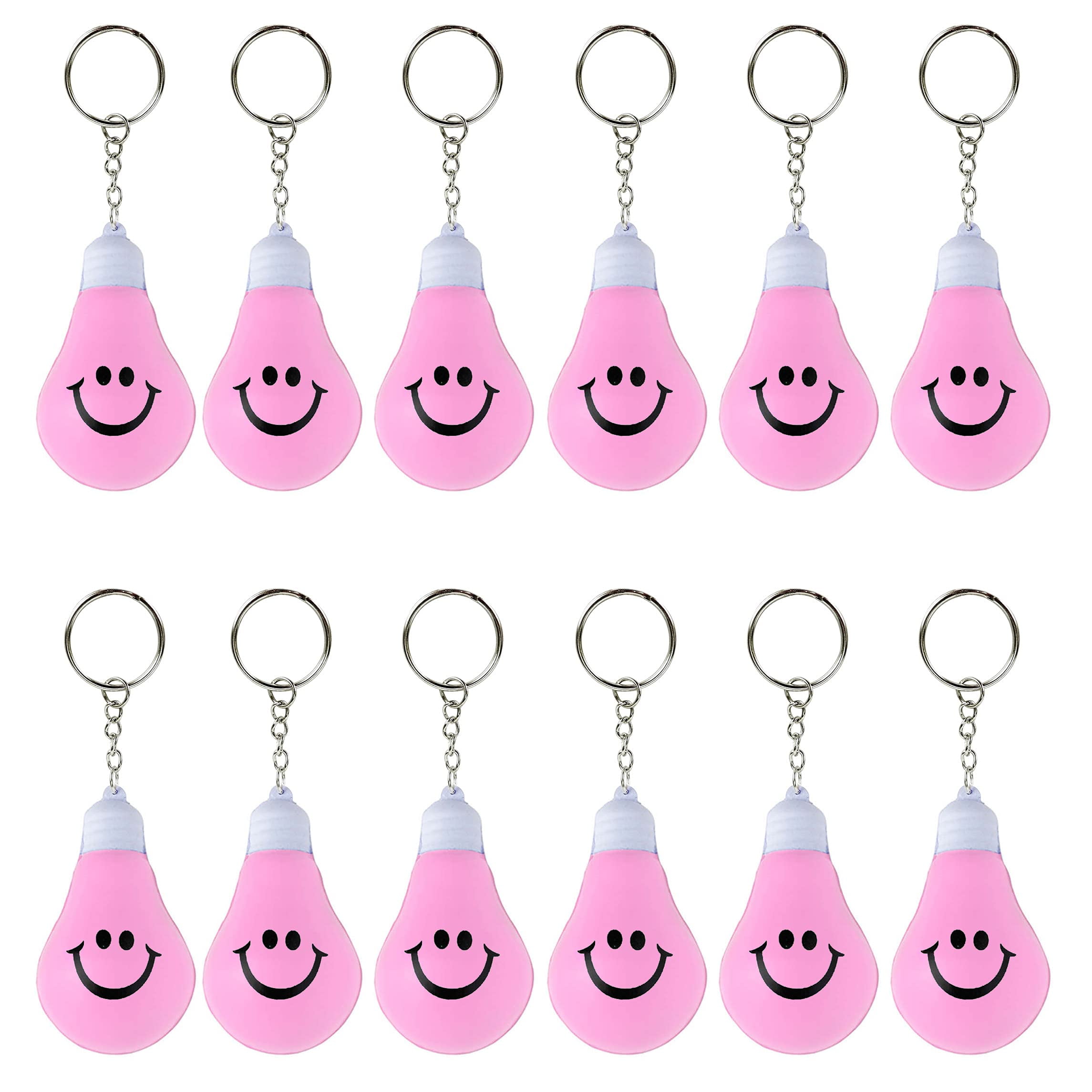 Sweda Smiley Face Key Chain, Stress Relief Light Bulb Shaped Keychain