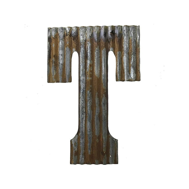 Farmhouse Rustic 24'' Wall Decor Corrugated Metal Letter T Walmart