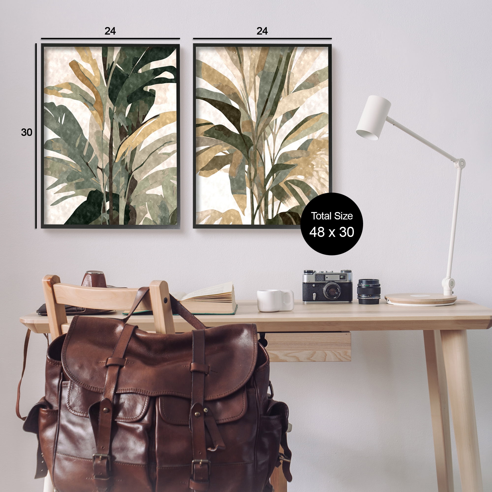 Stupell Industries Modern Palm Leaves Botanical & Floral Painting Black Framed Art Print Wall Art, 24 x 30