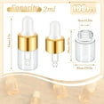 thumbnail image 2 of 100 Pcs Mini Glass Oil Dropper Bottle Bulk, 2 ml Gold Clear Essential Small Empty Bottles Sample Containers Perfume Liquid Vials with Cap for Traveling, 2 of 7